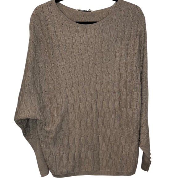 Melanie Lyne grey honeycomb knit dolman sleeve sweater size L NWT - Picture 1 of 5